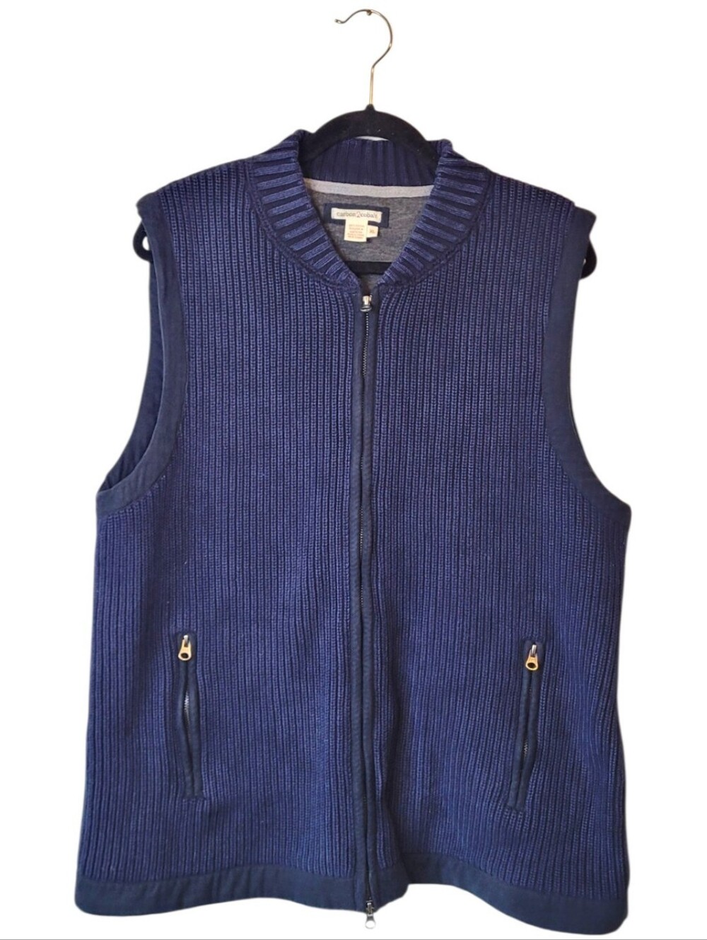 Carbon 2 Cobalt Men's Navy Zip-Front Knit Vest Size XL